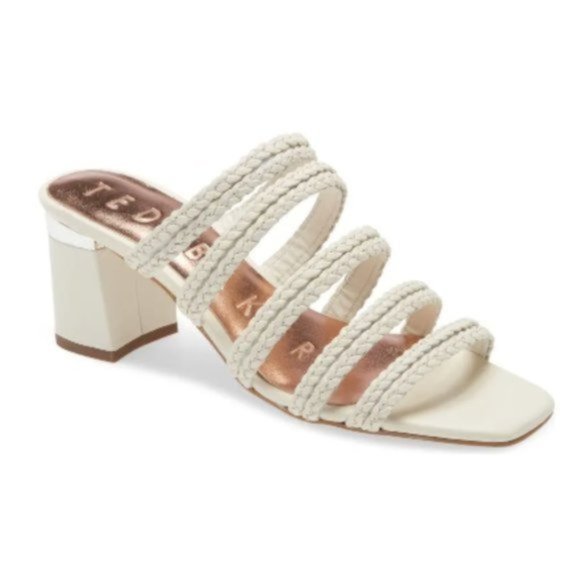 TED BAKER LONDON Emmalii Strappy Slide Sandal  Ivory Cream Leather  8.5 - Picture 1 of 12